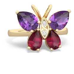 Amethyst Butterfly 14K Yellow Gold ring R2215