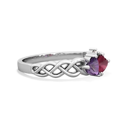 Amethyst Heart To Heart Braid 14K White Gold ring R5870