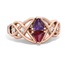 Amethyst Keepsake Celtic Knot 14K Rose Gold ring R5300