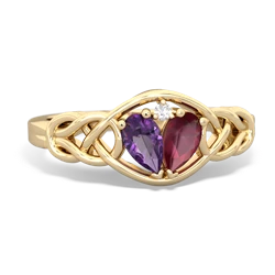 Amethyst Celtic Love Knot 14K Yellow Gold ring R5420