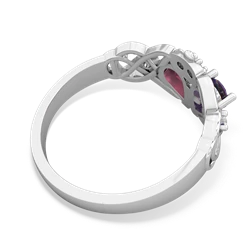 Amethyst 'One Heart' Celtic Knot Claddagh 14K White Gold ring R5322