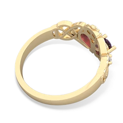 Amethyst 'One Heart' Celtic Knot Claddagh 14K Yellow Gold ring R5322