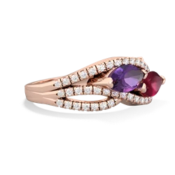 Amethyst Diamond Rivers 14K Rose Gold ring R3070