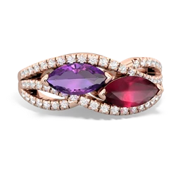 Amethyst Diamond Rivers 14K Rose Gold ring R3070