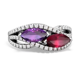 Amethyst Diamond Rivers 14K White Gold ring R3070