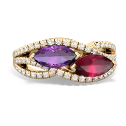 Amethyst Diamond Rivers 14K Yellow Gold ring R3070