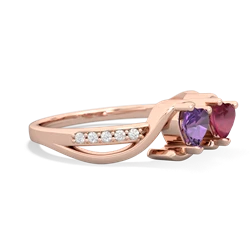 Amethyst Side By Side 14K Rose Gold ring R3090