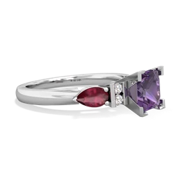 Amethyst 6Mm Princess Eternal Embrace Engagement 14K White Gold ring C2002