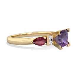 Amethyst 6Mm Princess Eternal Embrace Engagement 14K Yellow Gold ring C2002