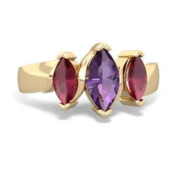 Amethyst Three Peeks 14K Yellow Gold ring R2433