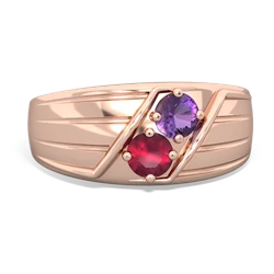 Amethyst Men's Streamline 14K Rose Gold ring R0460