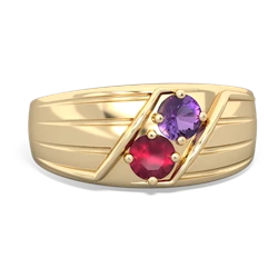 Amethyst Men's Streamline 14K Yellow Gold ring R0460