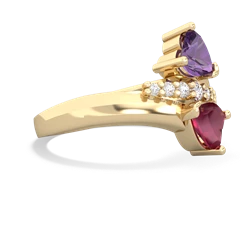 Amethyst Heart To Heart 14K Yellow Gold ring R2064