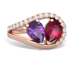 Amethyst Nestled Heart Keepsake 14K Rose Gold ring R5650