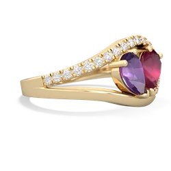 Amethyst Nestled Heart Keepsake 14K Yellow Gold ring R5650