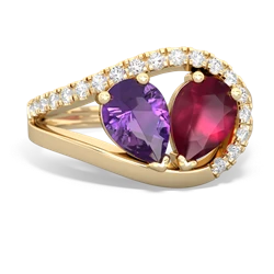 Amethyst Nestled Heart Keepsake 14K Yellow Gold ring R5650