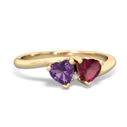 Amethyst Sweethearts 14K Yellow Gold ring R5260