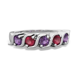 Amethyst Anniversary Band 14K White Gold ring R2089