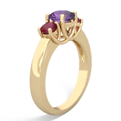 Amethyst Three Stone Round Trellis 14K Yellow Gold ring R4018