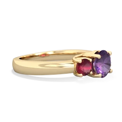 Amethyst Three Stone Round Trellis 14K Yellow Gold ring R4018