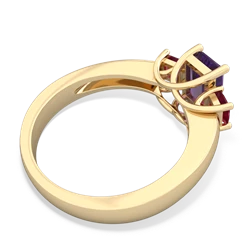 Amethyst Three Stone Emerald-Cut Trellis 14K Yellow Gold ring R4021