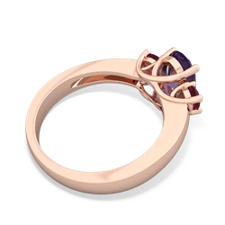 Amethyst Three Stone Oval Trellis 14K Rose Gold ring R4024