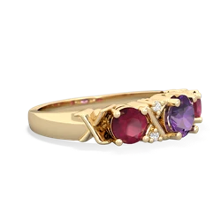 Amethyst Hugs And Kisses 14K Yellow Gold ring R5016