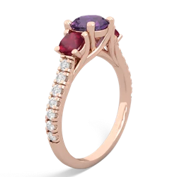 Amethyst Pave Trellis 14K Rose Gold ring R5500