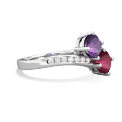 Amethyst Channel Set Two Stone 14K White Gold ring R5303