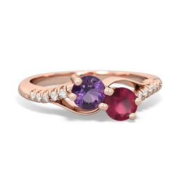 Amethyst Infinity Pave Two Stone 14K Rose Gold ring R5285