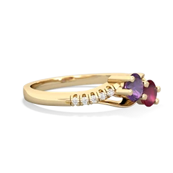 Amethyst Infinity Pave Two Stone 14K Yellow Gold ring R5285