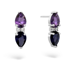 Amethyst Bowtie Drop 14K White Gold earrings E0865