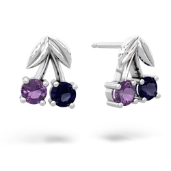 Amethyst Sweet Cherries 14K White Gold earrings E7001