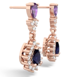 Amethyst Halo Pear Dangle 14K Rose Gold earrings E1882