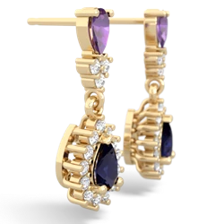 Amethyst Halo Pear Dangle 14K Yellow Gold earrings E1882