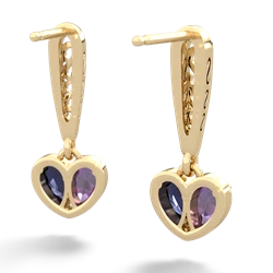 Amethyst Filligree Heart 14K Yellow Gold earrings E5070