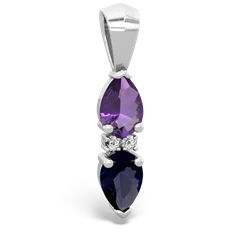 Amethyst Bowtie Drop 14K White Gold pendant P0865