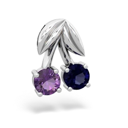 Amethyst Sweet Cherries 14K White Gold pendant P7001