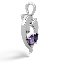 Amethyst Dolphin Heart 14K White Gold pendant P5820