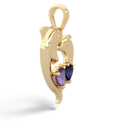 Amethyst Dolphin Heart 14K Yellow Gold pendant P5820