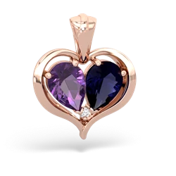 Amethyst Two Become One 14K Rose Gold pendant P5330