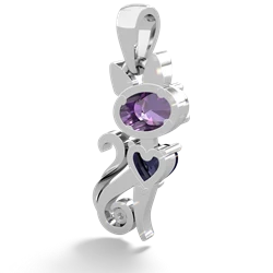 Amethyst Kitten 14K White Gold pendant P5780