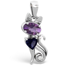 Amethyst Kitten 14K White Gold pendant P5780