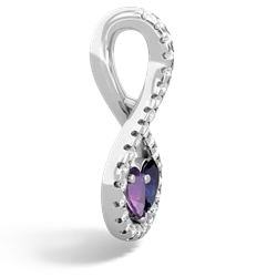 Amethyst Pave Twist 'One Heart' 14K White Gold pendant P5360