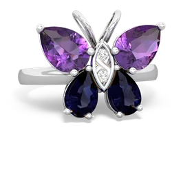 Amethyst Butterfly 14K White Gold ring R2215