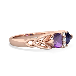 Amethyst Celtic Knot Double Heart 14K Rose Gold ring R5040