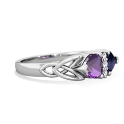 Amethyst Celtic Knot Double Heart 14K White Gold ring R5040