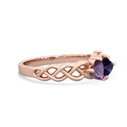 Amethyst Heart To Heart Braid 14K Rose Gold ring R5870