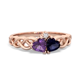 Amethyst Heart To Heart Braid 14K Rose Gold ring R5870