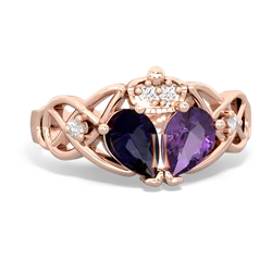 Amethyst 'One Heart' Celtic Knot Claddagh 14K Rose Gold ring R5322